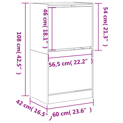 vidaXL Schoenenkast met 2 klaplades 60x42x108 cm zwart