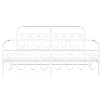 vidaXL Bedframe met hoofd- en voeteneinde metaal wit 183x213 cm