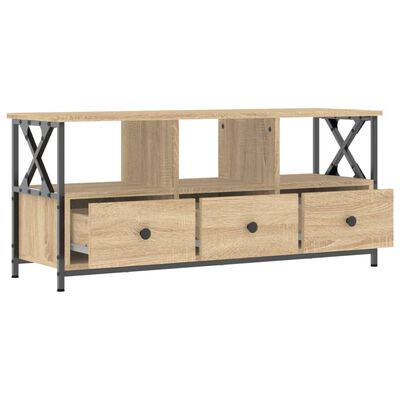 vidaXL Tv-meubel 102x33x45 cm bewerkt hout en ijzer sonoma eikenkleur