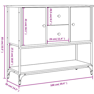 vidaXL Dressoir 100x36x85 cm bewerkt hout zwart