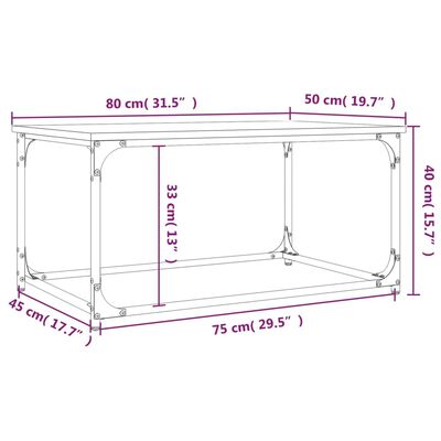 vidaXL Salontafel 80x50x40 cm bewerkt hout en ijzer sonoma eikenkleur