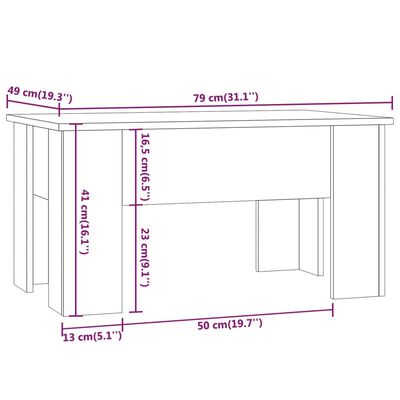 vidaXL Salontafel 79x49x41 cm bewerkt hout bruin eikenkleur