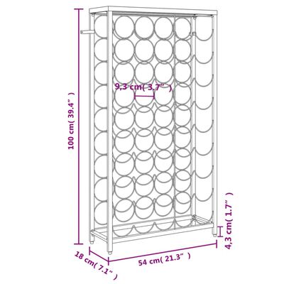 vidaXL Wijnrek voor 45 flessen 54x18x100 cm smeedijzer zwart