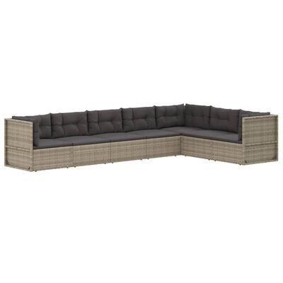 vidaXL 7-delige Loungeset met kussens poly rattan grijs