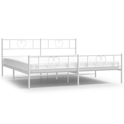 vidaXL Bedframe met hoofd- en voeteneinde metaal wit 200x200 cm