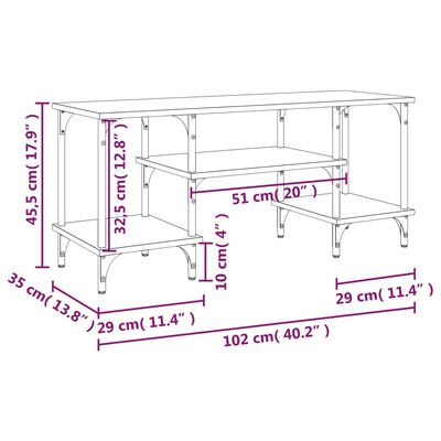 vidaXL Tv-meubel 102x35x45,5 cm bewerkt hout zwart