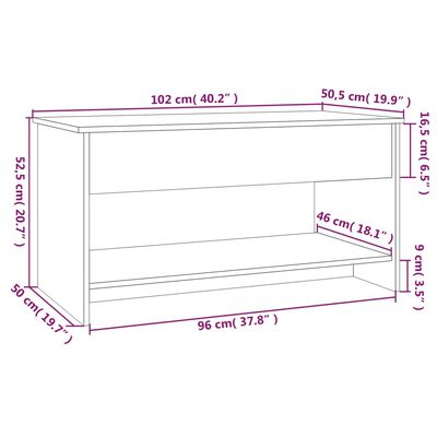 vidaXL Salontafel 102x50x52,5 cm bewerkt hout wit