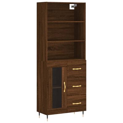 vidaXL Hoge kast 69,5x34x180 cm bewerkt hout bruin eikenkleur