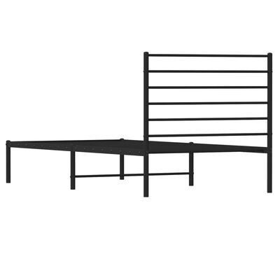 vidaXL Bedframe met hoofdbord metaal zwart 90x190 cm