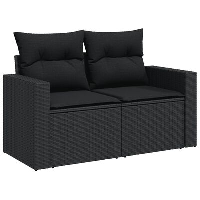 vidaXL 4-delige Loungeset met kussens poly rattan zwart