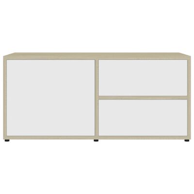 vidaXL Tv-meubel 80x34x36 cm bewerkt hout wit en sonoma eikenkleurig