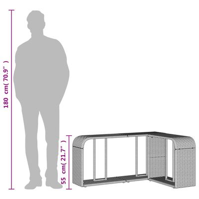 vidaXL Opbergschappen 2 st poly rattan grijs