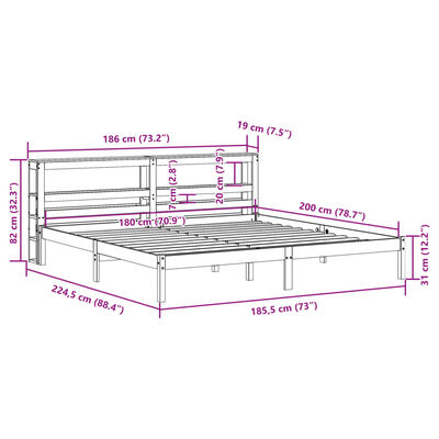 vidaXL Bedframe zonder matras massief grenenhout wit 180x200 cm