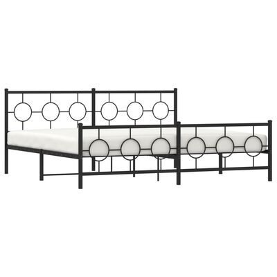 vidaXL Bedframe met hoofd- en voeteneinde metaal zwart 200x200 cm