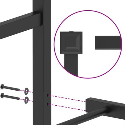 vidaXL Bedframe met hoofdbord metaal zwart 135x190 cm