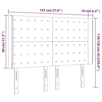 vidaXL Hoofdbord met randen 147x16x118/128 cm stof zwart