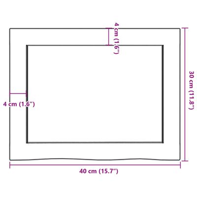 vidaXL Wastafelblad 40x30x(2-4) cm behandeld massief hout lichtbruin