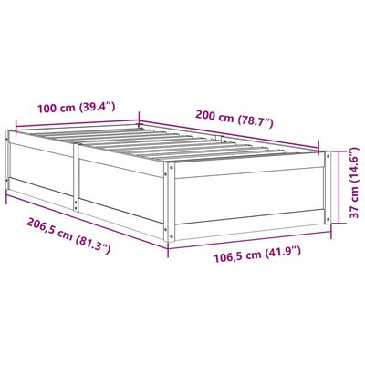 vidaXL Bedframe zonder matras massief grenenhout 100x200 cm