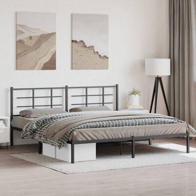 vidaXL Bedframe met hoofdbord metaal zwart 200x200 cm