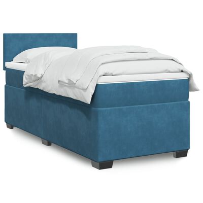 vidaXL Boxspring met matras fluweel blauw 80x200 cm