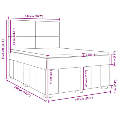 vidaXL Boxspring met matras stof zwart 140x200 cm