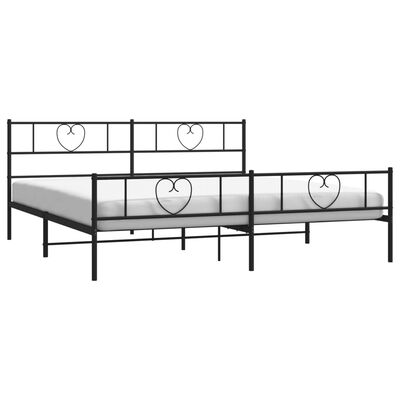 vidaXL Bedframe met hoofd- en voeteneinde metaal zwart 200x200 cm