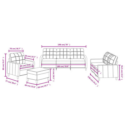 vidaXL 4-delige Loungeset met kussens stof crèmekleurig