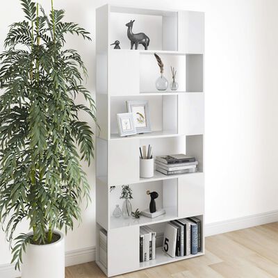 vidaXL Boekenkast/kamerscherm 80x24x186 cm bewerkt hout hoogglans wit