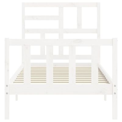 vidaXL Bedframe met hoofdbord massief hout wit 90x200 cm