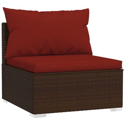 vidaXL 12-delige Loungeset met kussens poly rattan bruin