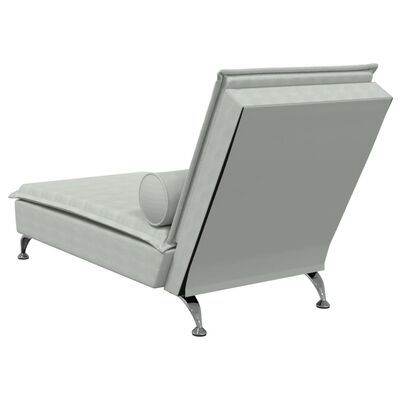 vidaXL Massage chaise longue met bolster fluweel lichtgrijs