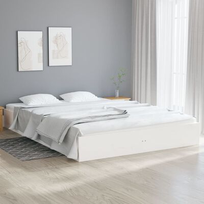 vidaXL Bedframe massief hout wit 140x200 cm