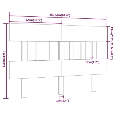 vidaXL Hoofdbord 163,5x3x81 cm massief grenenhout zwart