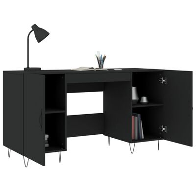 vidaXL Bureau 140x50x75 cm bewerkt hout zwart