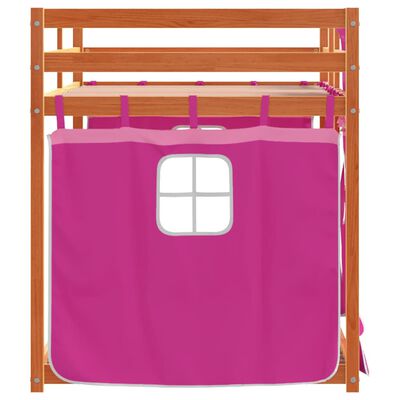 vidaXL Stapelbed met gordijnen 90x200 cm grenenhout roze