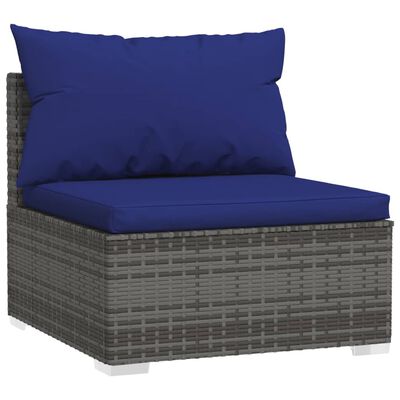 vidaXL 10-delige Loungeset met kussens poly rattan grijs