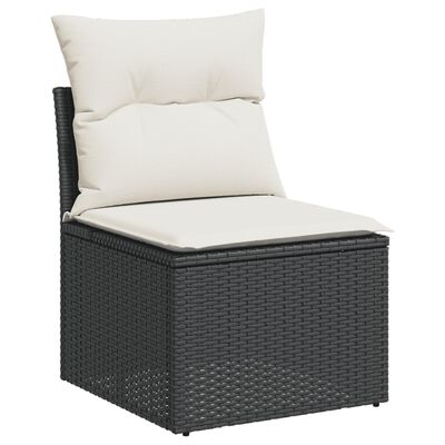 vidaXL 14-delige Loungeset met kussens poly rattan zwart