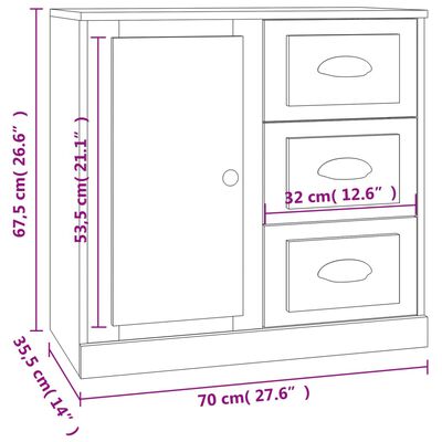 vidaXL Dressoir 70x35,5x67,5 cm bewerkt hout zwart