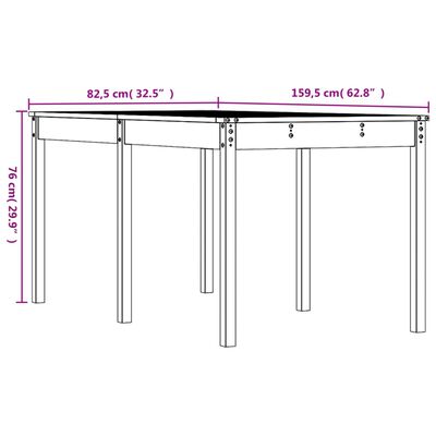 vidaXL Tuintafel 159,5x82,5x76 cm massief grenenhout honingbruin