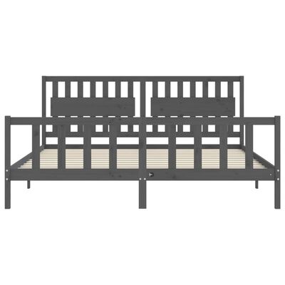 vidaXL Bedframe met hoofdbord massief hout grijs 200x200 cm