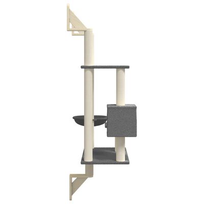 vidaXL Kattenmeubel wandgemonteerd met krabpaal 153 cm donkergrijs