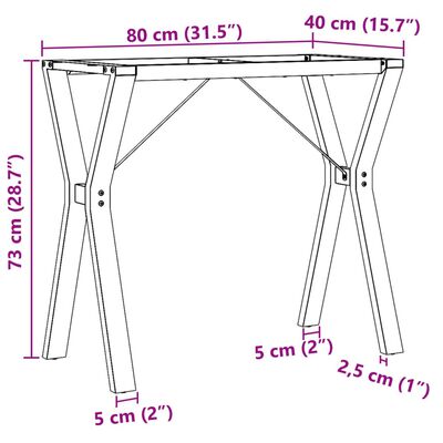 vidaXL Eettafelpoten Y-frame 80x40x73 cm gietijzer