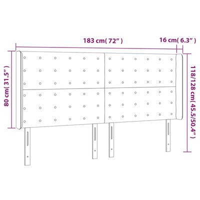 vidaXL Hoofdbord LED 183x16x118/128 cm kunstleer cappuccinokleurig