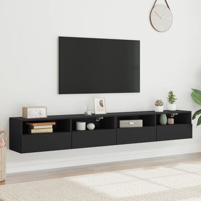 vidaXL Tv-wandmeubels 2 st 100x30x30 cm bewerkt hout zwart