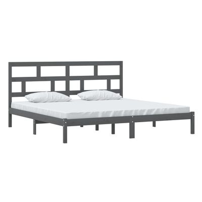 vidaXL Bedframe massief grenenhout grijs 200x200 cm