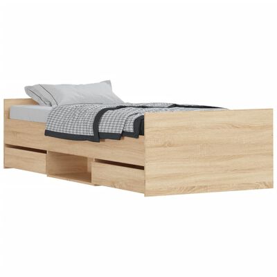 vidaXL Bedframe met hoofd- en voeteneinde sonoma eikenkleur 100x200 cm