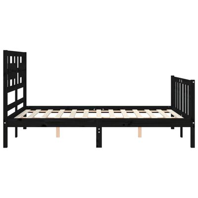 vidaXL Bedframe met hoofdbord massief hout zwart 140x190 cm