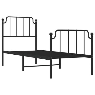 vidaXL Bedframe met hoofd- en voeteneinde metaal zwart 80x200 cm