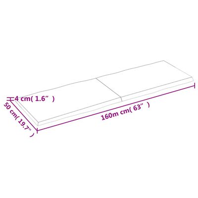 vidaXL Tafelblad natuurlijke rand 160x50x(2-4) cm massief eikenhout