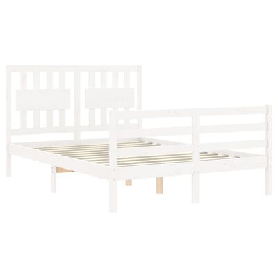 vidaXL Bedframe met hoofdbord massief hout wit